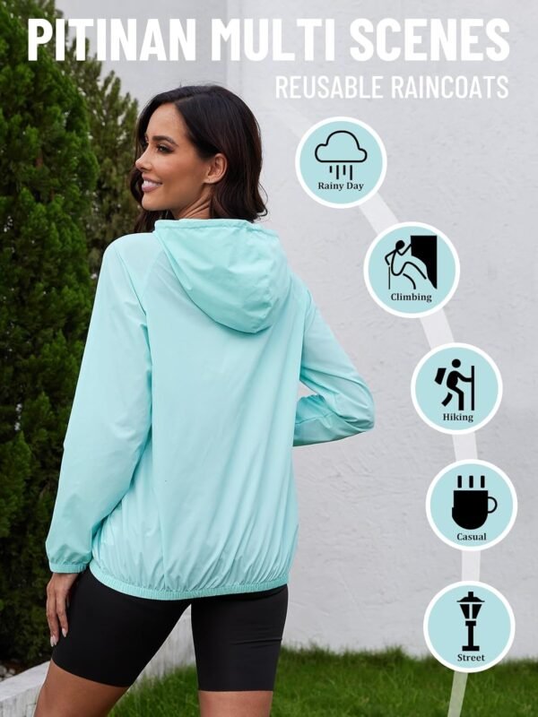 Rain Jacket Women Lightweight Waterproof Windbreaker Jacket Hooded Packable Rain Coats for Women Outdoor Raincoat