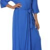 Womens Soft Long Kimono Robes Lightweight Full Length Knit Bathrobe With Pockets Ladies Casual Dressing Gown