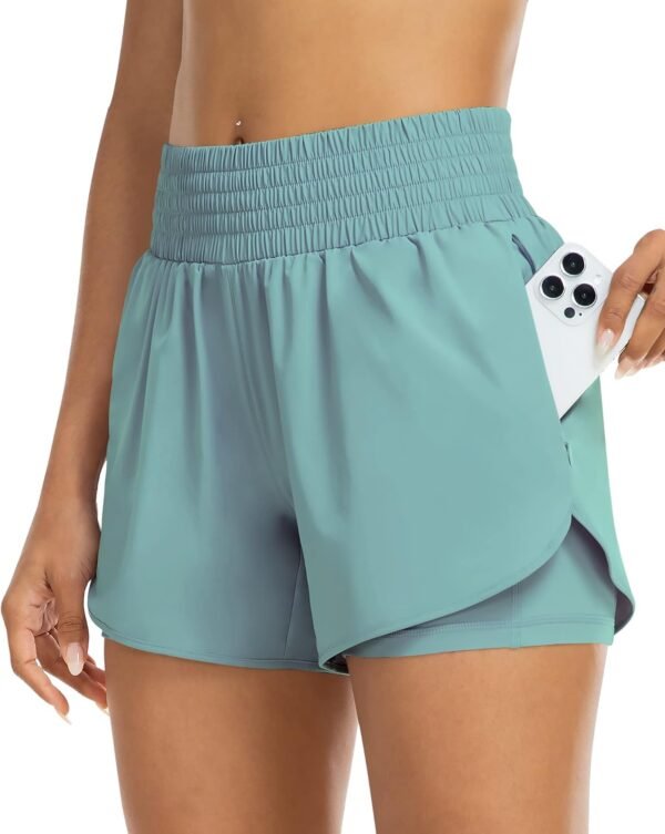 Womens High Waist Running Shorts Athletic Workout Quick Dry Shorts for Women with Pockets Gym Yoga White Summer Shorts