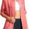 Womens Sun Protection Fishing Shirt with Zipper Pockets Lightweight SPF Long Sleeve Shirts for Hiking Safari