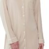 Womens Bamboo Viscose Sleep Shirt Long Sleeve Button Down Nightgowns Boyfriend Nightshirt S-XXL