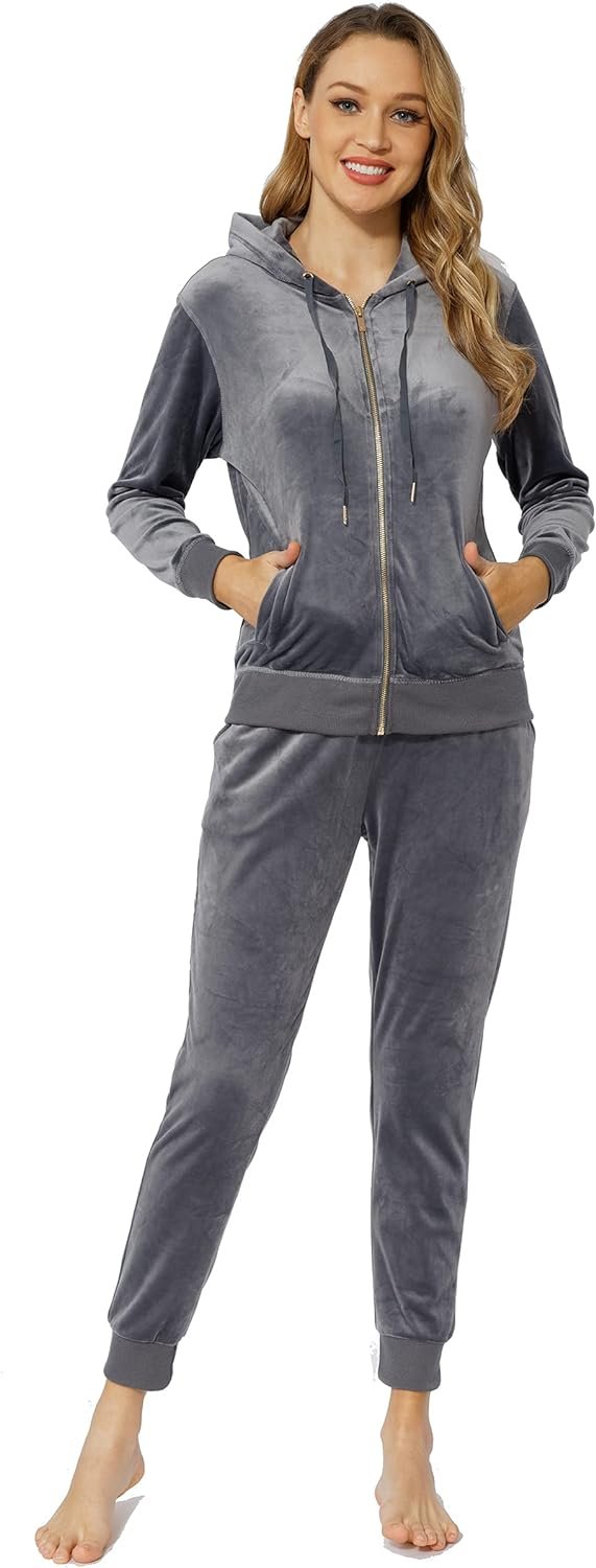 Velour Track Suits for Women Set Fall Sweatsuits 2 Piece