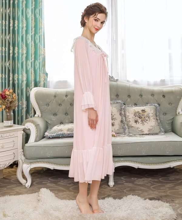 Women's Long-sleeve Mesh Nightdress Princess Vintage Nightgown Lace Sleepwear Pajamas