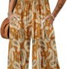 Dokotoo Women's Casual Loose Overalls Jumpsuits One Piece Sleeveless Printed Wide Leg Long Pant Rompers With Pockets