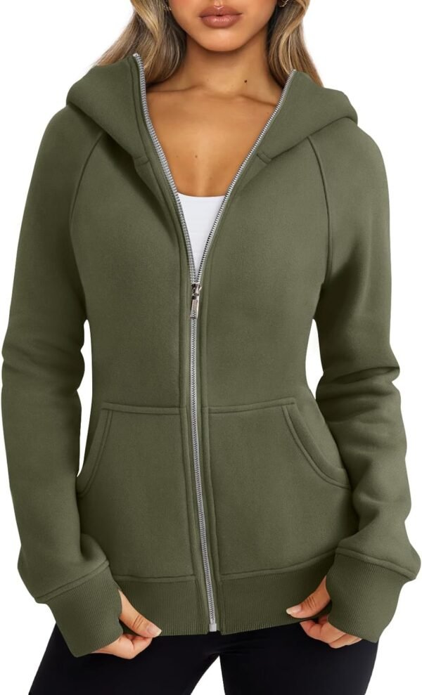 Trendy Queen Womens Zip Up Hoodies Fleece Jackets Sweatshirts Fall Outfits Sweaters With Pockets Winter Y2k Clothes