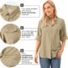 Womens UPF 50+ UV Sun Protection Safari Shirts Long Sleeve Outdoor Cool Quick Dry Fishing Hiking Gardening Shirts