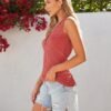 3 Pack Women Tank Tops Ribbed Summer Casual Sleeveless Basic Cami Top Slim Henley Button Down Blouses