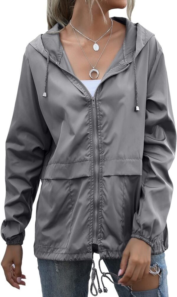Women's Waterproof Raincoat Lightweight Rain Jacket Hooded Windbreaker with Pockets for Outdoor