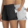 Womens High Waist Running Shorts Athletic Workout Quick Dry Shorts for Women with Pockets Gym Yoga White Summer Shorts