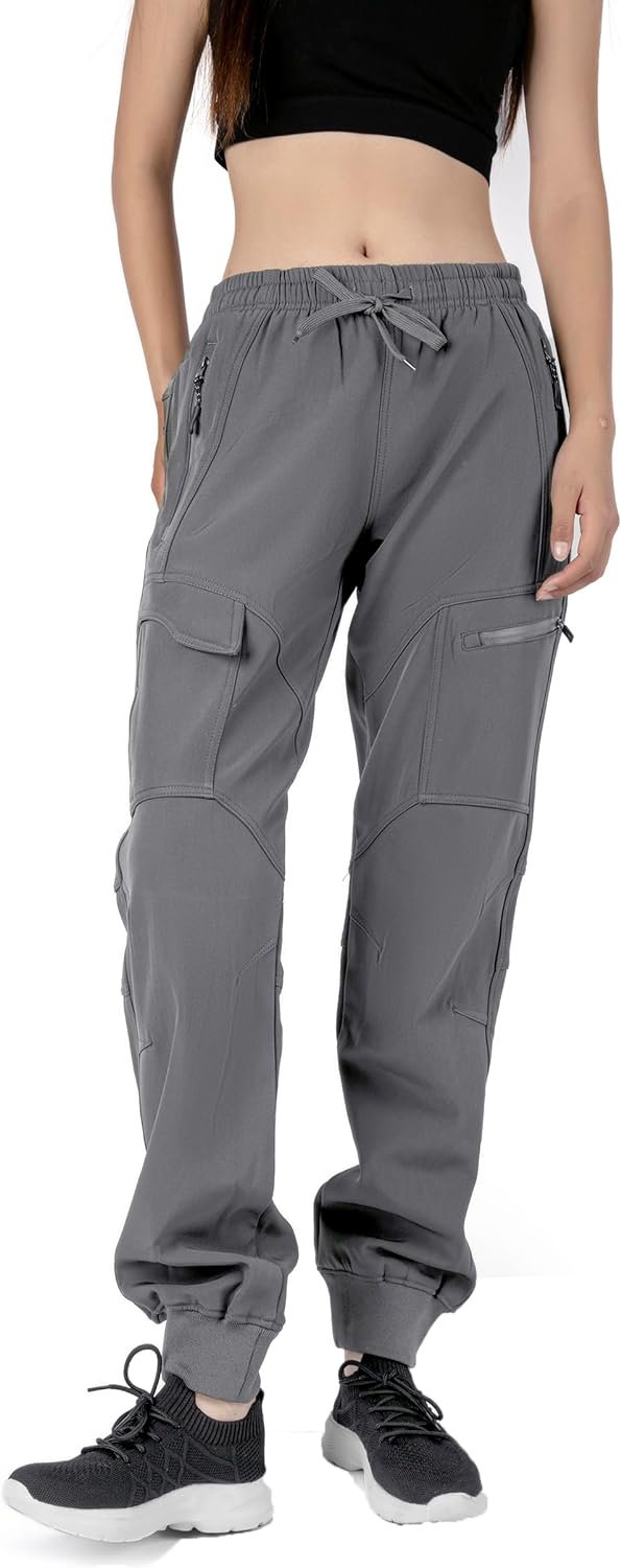 71_1tto1ukL._AC_SL1500.jpg Women's Athletic Hiking Cargo Joggers Pants Outdoor Workout Lightweight Quick Dry UPF 50 Zipper Pockets