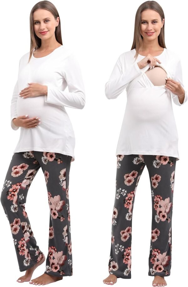 Women Maternity Nursing Pajama Sets Pregnant Lounge Sleepwear Breastfeeding PJs