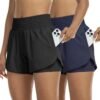Womens High Waist Running Shorts Athletic Workout Quick Dry Shorts for Women with Pockets Gym Yoga White Summer Shorts