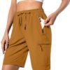 Women's Lightweight Hiking Cargo Shorts Quick Dry Athletic Shorts for Camping Travel Golf with Zipper Pockets Water Resistant