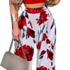 2 Piece Outfits for Women Casual Wide Leg Pants Set Outfits Sexy Front Crop Tops High Waist Jumpsuits Set