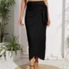 Women’s Maxi Skirt High Waist Wrap Pencil Long Skirts for Women Slim Boho Draped Front Bodycon Dresses
