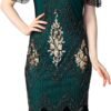 Women's 1920s Dress Sequin Art Deco Flapper Dress with Sleeve