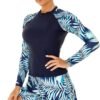 Women's Long Sleeves Rash Guard Athletic Swim Aztec Tankini Sets Swimsuit