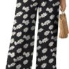 Womens Wide Leg Lounge Pants High Waisted Business Work Casual Pants Adjustable Tie Knot Loose Trousers with Pocket