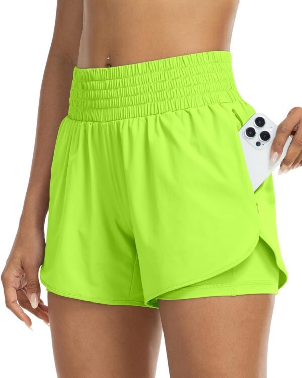 Womens High Waist Running Shorts Athletic Workout Quick Dry Shorts for Women with Pockets Gym Yoga White Summer Shorts