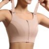Adjustable High Impact Sports Bras for Women Zip Front Full Coverage and Lift Padded Compression Tops