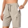 Women's Lightweight Hiking Cargo Shorts Quick Dry Athletic Shorts for Camping Travel Golf with Zipper Pockets Water Resistant