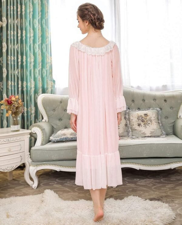 Women's Long-sleeve Mesh Nightdress Princess Vintage Nightgown Lace Sleepwear Pajamas