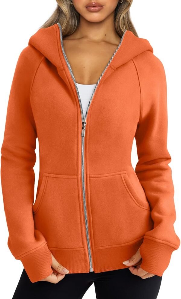 Trendy Queen Womens Zip Up Hoodies Fleece Jackets Sweatshirts Fall Outfits Sweaters With Pockets Winter Y2k Clothes