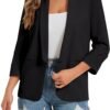 Women's 2024 Casual Blazers 3/4 Sleeves Lightweight Business Work Blazer Jackets with Pockets