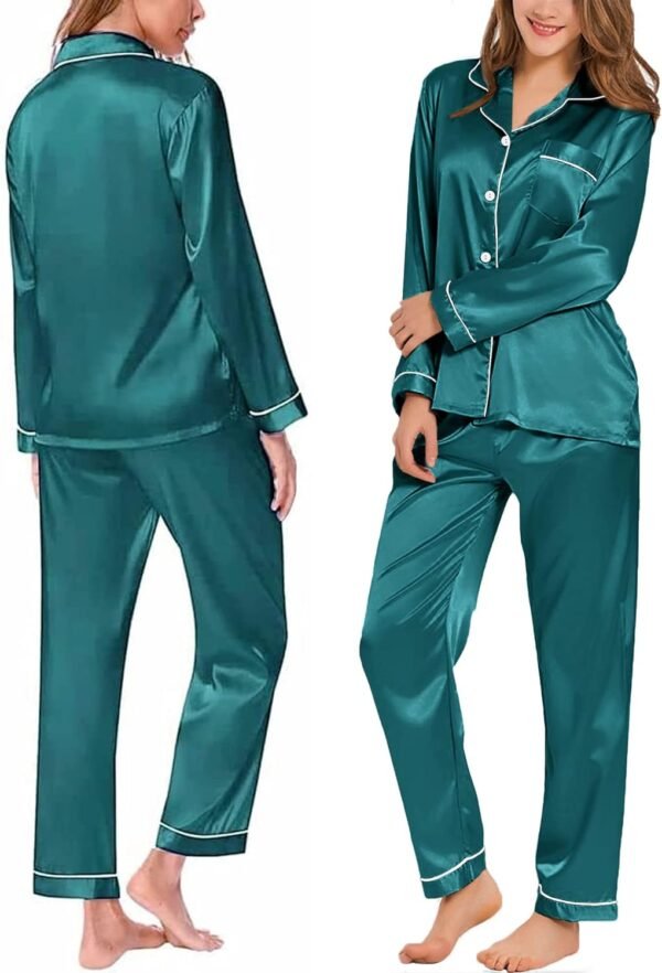 Pajamas Set Long Sleeve Sleepwear For Womens Button Down Nightwear Soft Pj Sets S-XL
