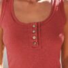 3 Pack Women Tank Tops Ribbed Summer Casual Sleeveless Basic Cami Top Slim Henley Button Down Blouses