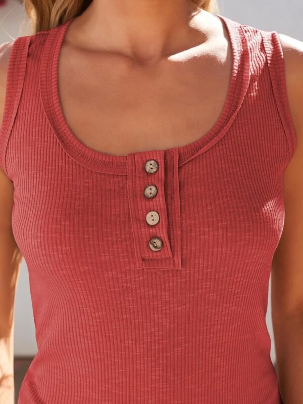 3 Pack Women Tank Tops Ribbed Summer Casual Sleeveless Basic Cami Top Slim Henley Button Down Blouses
