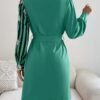 Womens Button Down Shirt Dresses with Belt Button Up Tunics Long Sleeve Blouse Tops