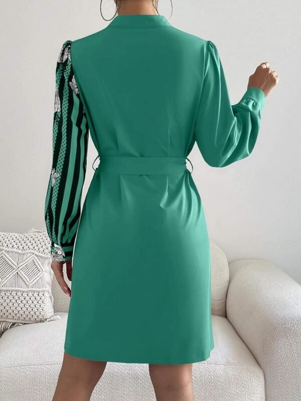 Womens Button Down Shirt Dresses with Belt Button Up Tunics Long Sleeve Blouse Tops