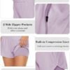 2 Pack Athletic Shorts for Women, Quick Dry Running Shorts with Pockets High Waisted Workout Gym Sports Shorts