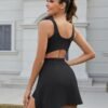 Womens Tennis Dress with Built in Shorts and Bra Athletic Workout Exercise Golf Dress Backless Cut-Out Active Dress