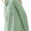 Womens Bamboo Viscose Sleep Shirt Long Sleeve Button Down Nightgowns Boyfriend Nightshirt S-XXL