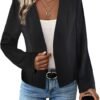 2024 Summer Cropped Collarless Blazer Lightweight Fully Lined Open Front Elegant Petite Work Office Jackets