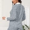 Button Down Pajamas Sets Women Two-Piece Satin Silk Pjs Sets Loungewear Long Sleeve Sleepwear Shorts Nightwear Sets
