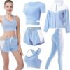 Workout Sets for Women 5 PCS Yoga Outfits Activewear Tracksuit Sets