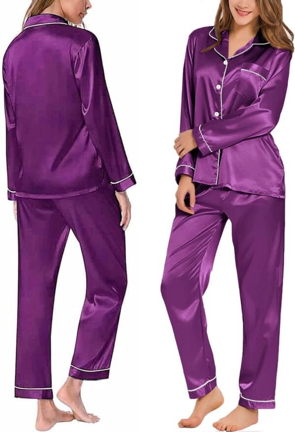 Pajamas Set Long Sleeve Sleepwear For Womens Button Down Nightwear Soft Pj Sets S-XL