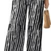 Womens Wide Leg Lounge Pants High Waisted Business Work Casual Pants Adjustable Tie Knot Loose Trousers with Pocket