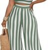 2 Piece Outfits for Women Casual Wide Leg Pants Set Outfits Sexy Front Crop Tops High Waist Jumpsuits Set