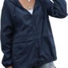 Women's Waterproof Raincoat Lightweight Rain Jacket Hooded Windbreaker with Pockets for Outdoor