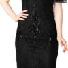 Women's 1920s Dress Sequin Art Deco Flapper Dress with Sleeve