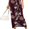 Women’s Maxi Skirt High Waist Wrap Pencil Long Skirts for Women Slim Boho Draped Front Bodycon Dresses