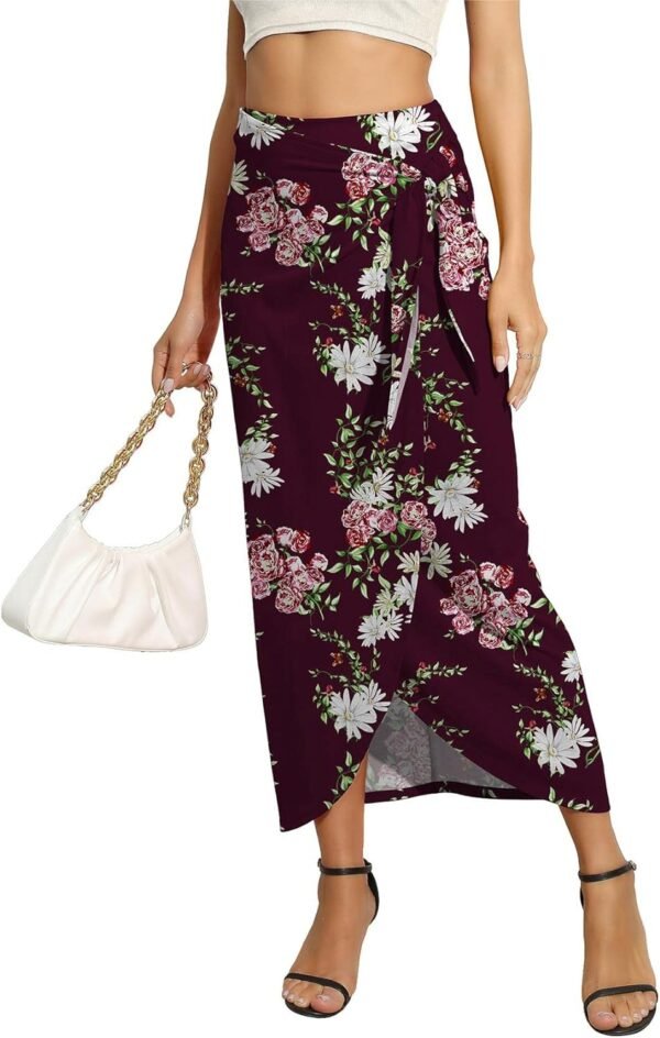 Women’s Maxi Skirt High Waist Wrap Pencil Long Skirts for Women Slim Boho Draped Front Bodycon Dresses