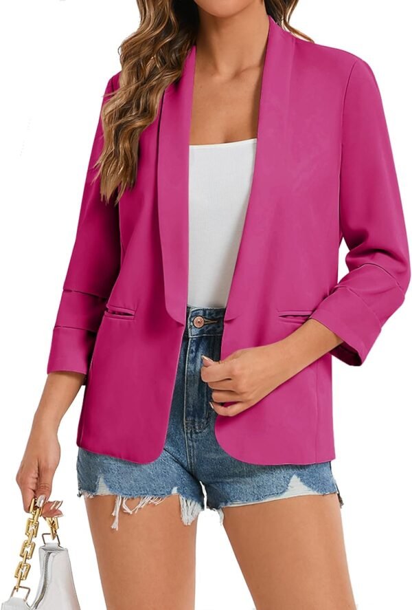 Women's 2024 Casual Blazers 3/4 Sleeves Lightweight Business Work Blazer Jackets with Pockets