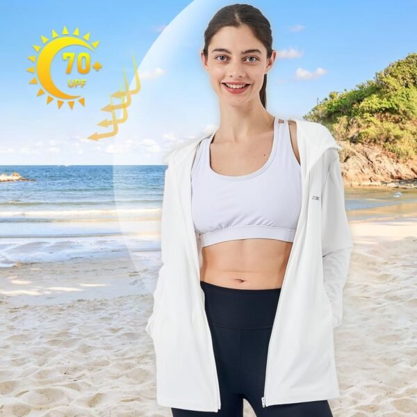 Sun Protection Clothing Women - Long Sleeve Zip Up Hoodie Women for Running, Athletic Hiking Jacket Sun Shirt
