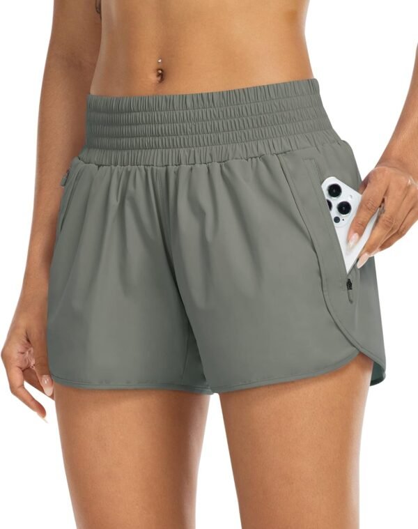 Athletic Shorts for Women with Pockets High Waist Running Workout Shorts Gym Yoga White Summer Shorts