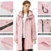 Raincoat for Women Waterproof Rain Jackets with Hooded Hiking Coat Outdoor Lightweight Windbreaker Hood Trench Coat